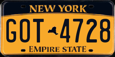 NY license plate GOT4728
