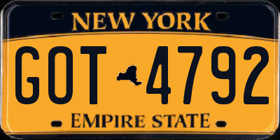 NY license plate GOT4792