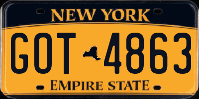 NY license plate GOT4863