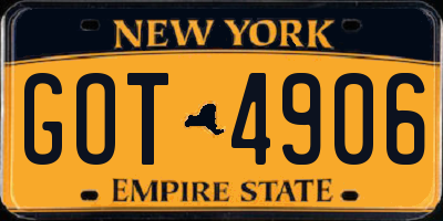 NY license plate GOT4906