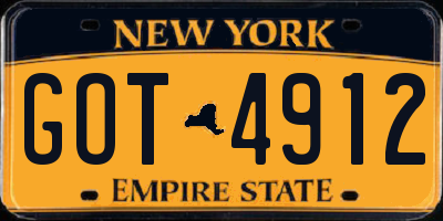 NY license plate GOT4912
