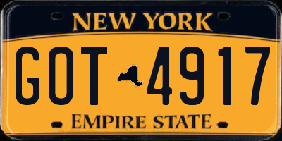 NY license plate GOT4917