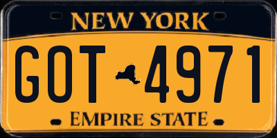 NY license plate GOT4971