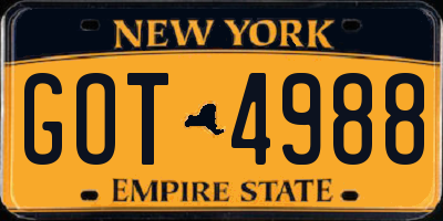 NY license plate GOT4988