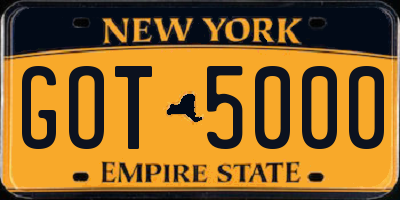NY license plate GOT5000