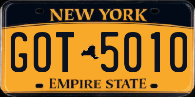 NY license plate GOT5010
