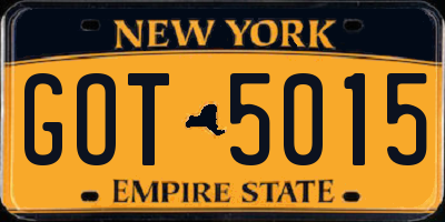 NY license plate GOT5015