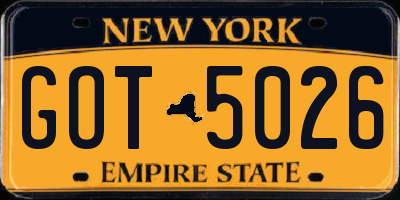 NY license plate GOT5026