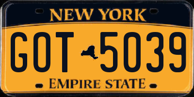 NY license plate GOT5039