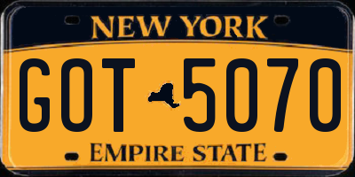 NY license plate GOT5070