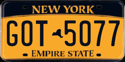 NY license plate GOT5077