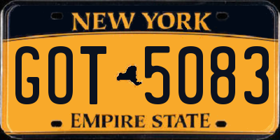 NY license plate GOT5083