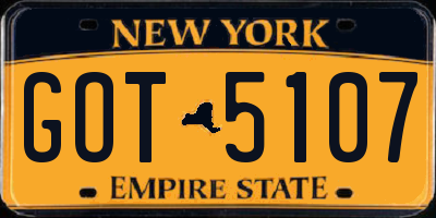 NY license plate GOT5107