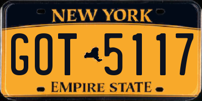 NY license plate GOT5117