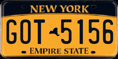 NY license plate GOT5156