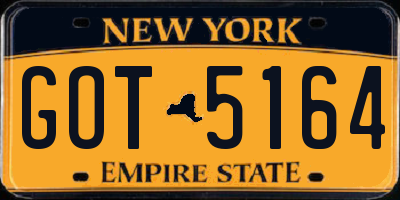 NY license plate GOT5164