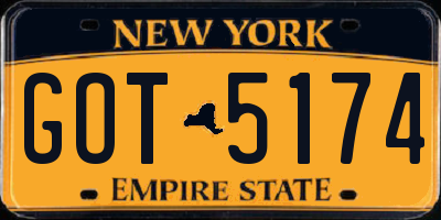 NY license plate GOT5174