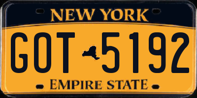 NY license plate GOT5192