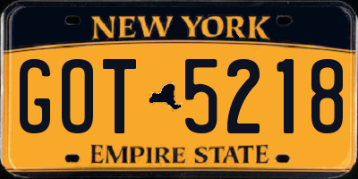 NY license plate GOT5218