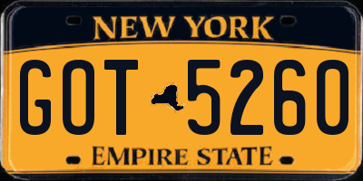 NY license plate GOT5260