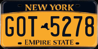 NY license plate GOT5278