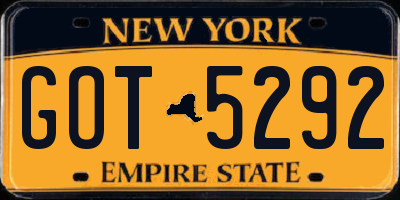 NY license plate GOT5292