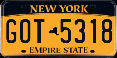 NY license plate GOT5318