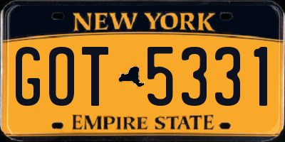 NY license plate GOT5331