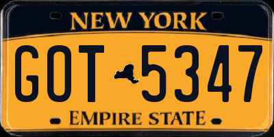 NY license plate GOT5347