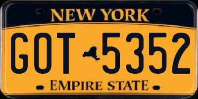 NY license plate GOT5352
