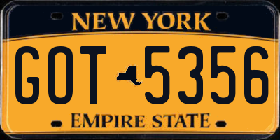NY license plate GOT5356