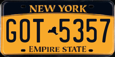 NY license plate GOT5357