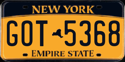 NY license plate GOT5368