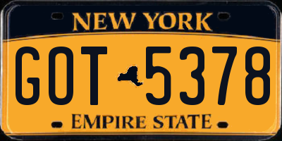 NY license plate GOT5378