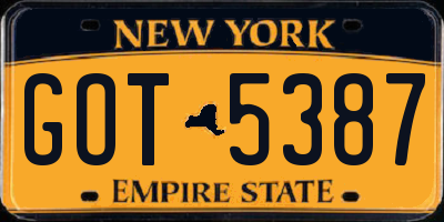 NY license plate GOT5387