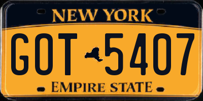 NY license plate GOT5407