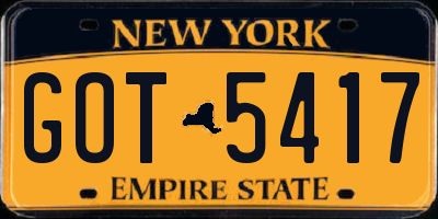 NY license plate GOT5417