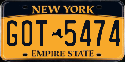 NY license plate GOT5474