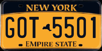 NY license plate GOT5501