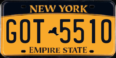 NY license plate GOT5510