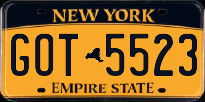 NY license plate GOT5523