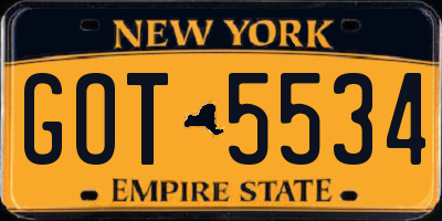 NY license plate GOT5534