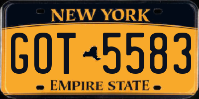 NY license plate GOT5583