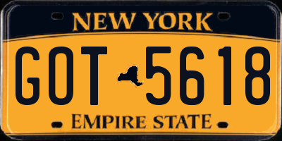 NY license plate GOT5618