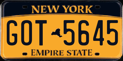 NY license plate GOT5645