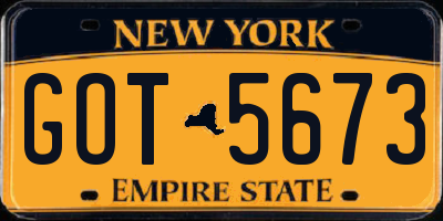 NY license plate GOT5673