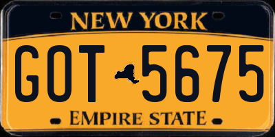 NY license plate GOT5675