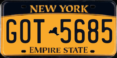 NY license plate GOT5685