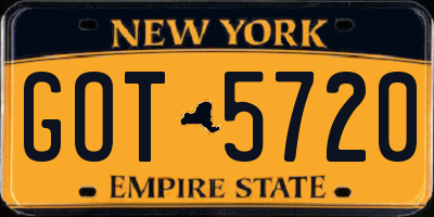 NY license plate GOT5720