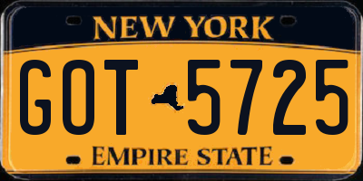NY license plate GOT5725